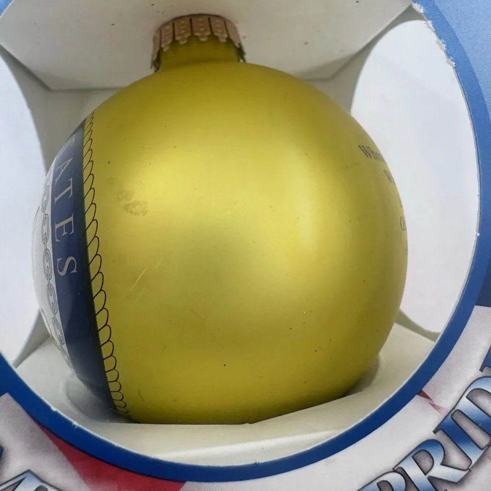 CHRISTMAS ORNAMENT  Krebs 3.25 US Navy Gold with Emblem & Navy Hymn Bulb Vintage